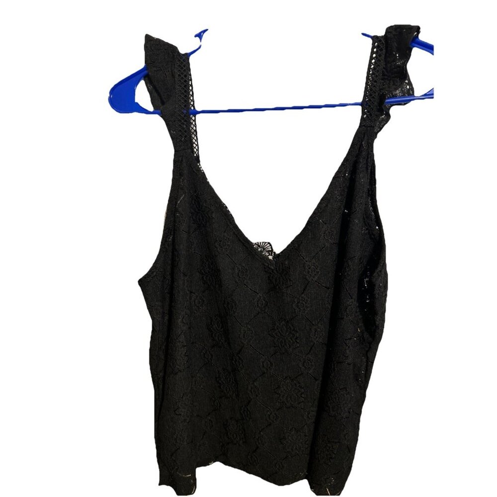 Shein Women's Black Tank Top With Lace Size L